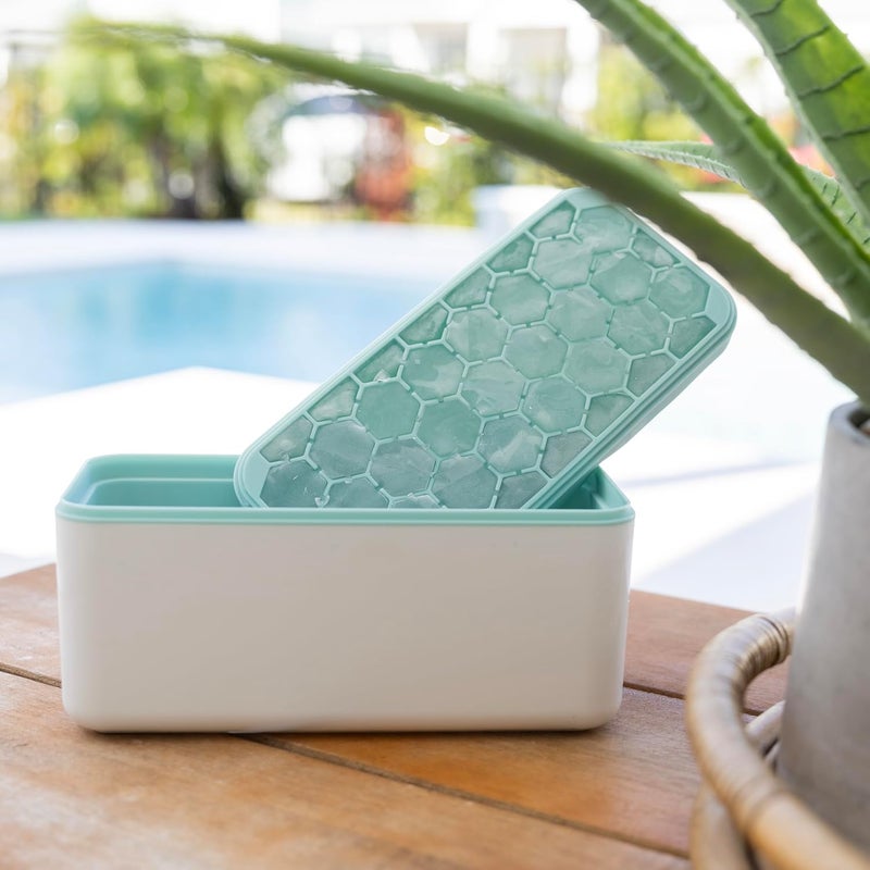 Outset Hexagon Silicone Ice Cube Tray and Storage Bucket, 29 Standard Honeycomb Cubes - Image 2